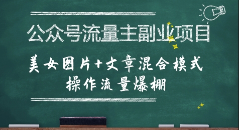 公众号流量主副业项目，美女图片+文章混合模式操作流量爆棚_抖汇吧