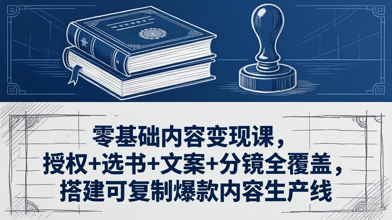 零基础内容变现课，授权+选书+文案+分镜全覆盖，搭建可复制爆款内容生产线_抖汇吧