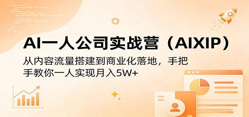 AI一人公司实战营(AIXIP)：从内容流量搭建到商业化落地，手把手教你一人实现月入5W+_抖汇吧
