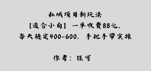 私域项目新玩法【适合小白】一单收费88米，每天稳定几张，手把手带实操_抖汇吧