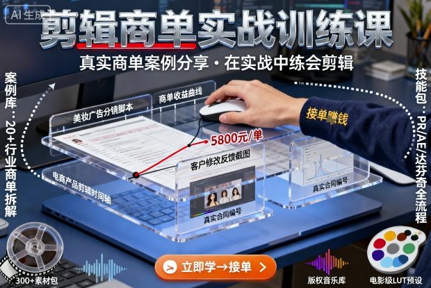 剪辑商单实战训练课，真实商单案例分享，在实战中练会剪辑_抖汇吧