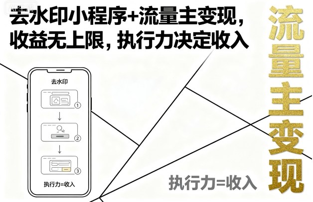 去水印小程序+流量主变现，收益无上限，执行力决定收入_抖汇吧