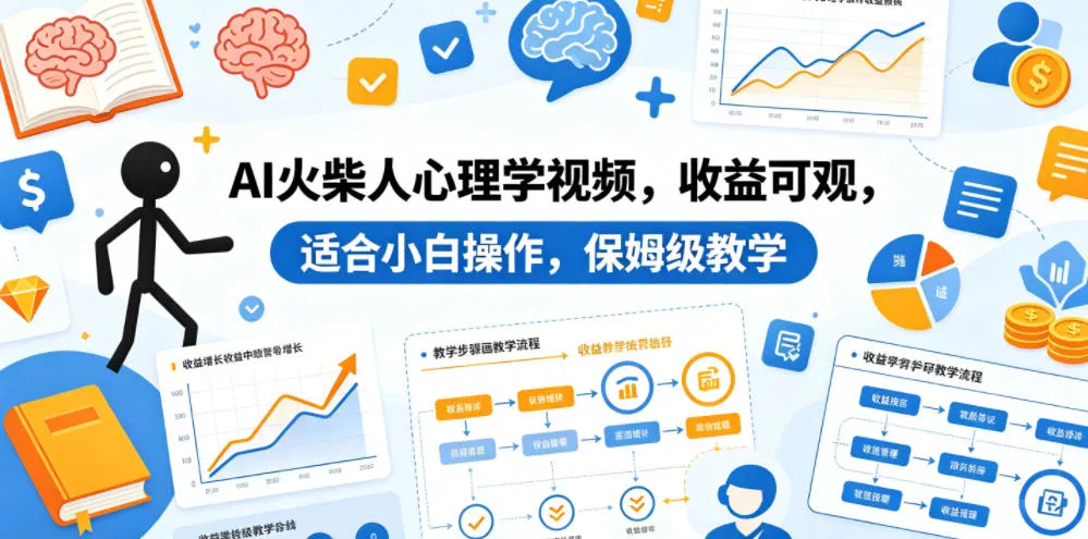 AI火柴人心理学视频，收益可观，适合小白操作，保姆级教学_抖汇吧