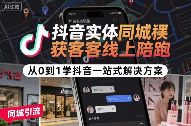 抖音实体同城获客线上陪跑，从0到1学抖音一站式解决方案_抖汇吧