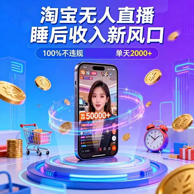 淘宝无人直播,不违规不封号,直播100小时卖了5万,年底旺季!_抖汇吧