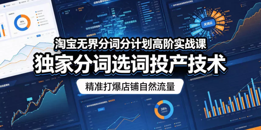 淘宝无界分词分计划高阶实战课，独家分词选词投产技术，精准打爆店铺自然流量_抖汇吧