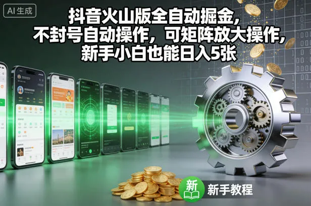 抖音火山版全自动掘金,不封号自动操作,可矩阵放大操作,新手小白也能日入5张【揭秘】_抖汇吧