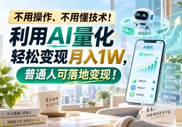 （20429期）利用AI量化轻松变现月入1W，普通人可落地变现，不用操作、不用懂技术！_抖汇吧