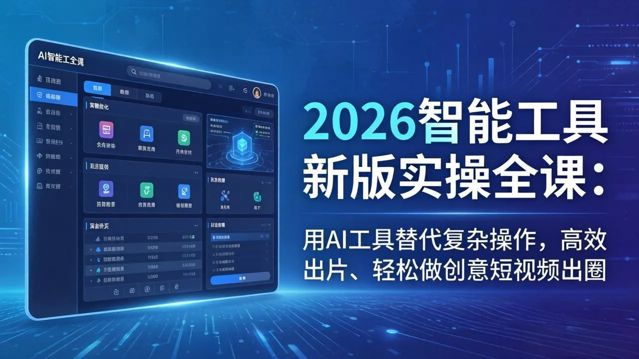 2026智能工具新版实操全课：用AI工具替代复杂操作，高效出片、轻松做创意短视频出圈_抖汇吧
