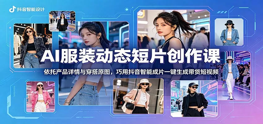 AI服装动态短片创作课：依托产品详情与穿搭原图，巧用抖音智能成片一键生成带货短视频_抖汇吧