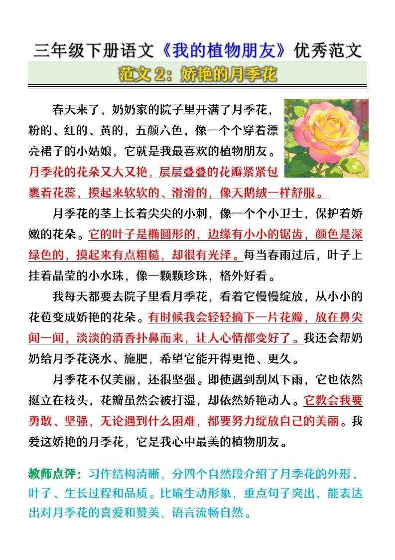 三年级下语文《我的植物朋友》优秀范文_抖汇吧