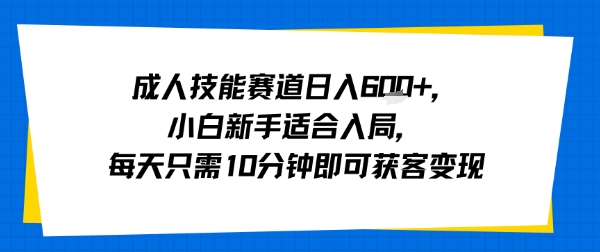 成人技能赛道日入多张，小白新手适合入局，每天只需10分钟即可获客变现_抖汇吧