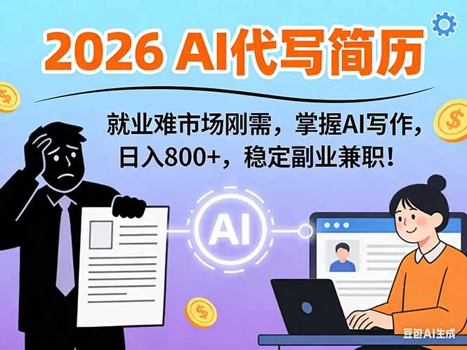 AI代写简历，超暴利，用万能模板月入1-3万实战教程，2026年市场刚需！_抖汇吧