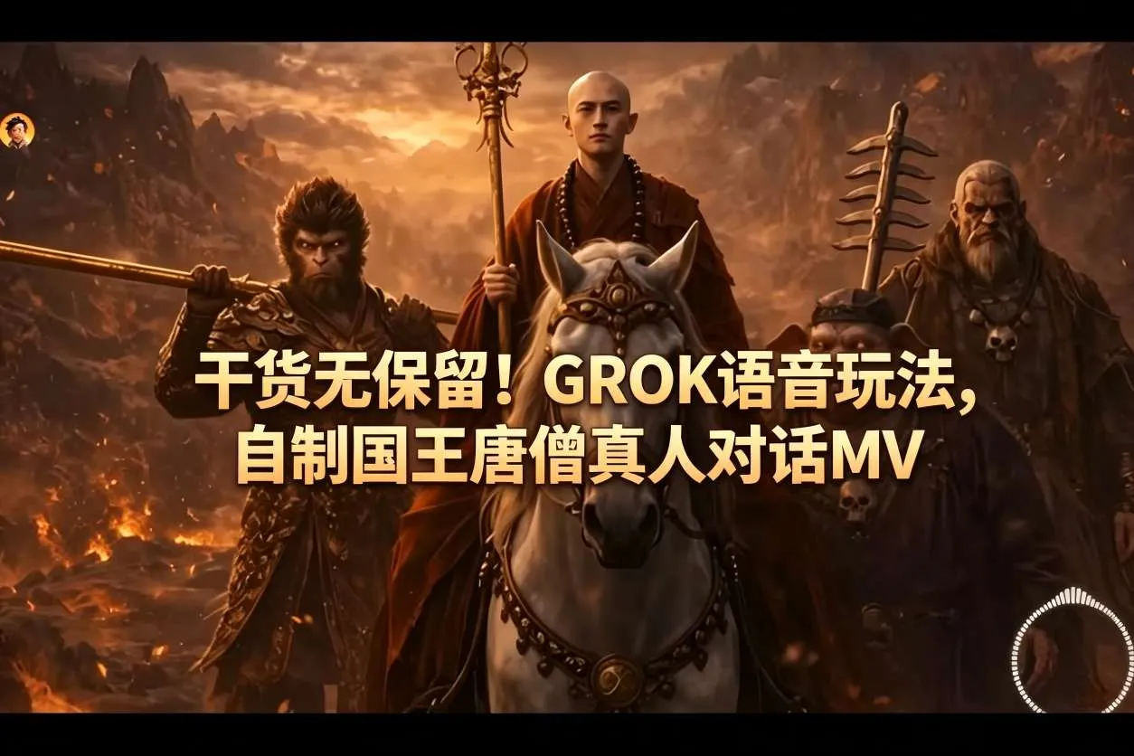 干货无保留！GROK语音玩法，自制国王唐僧真人对话MV_抖汇吧