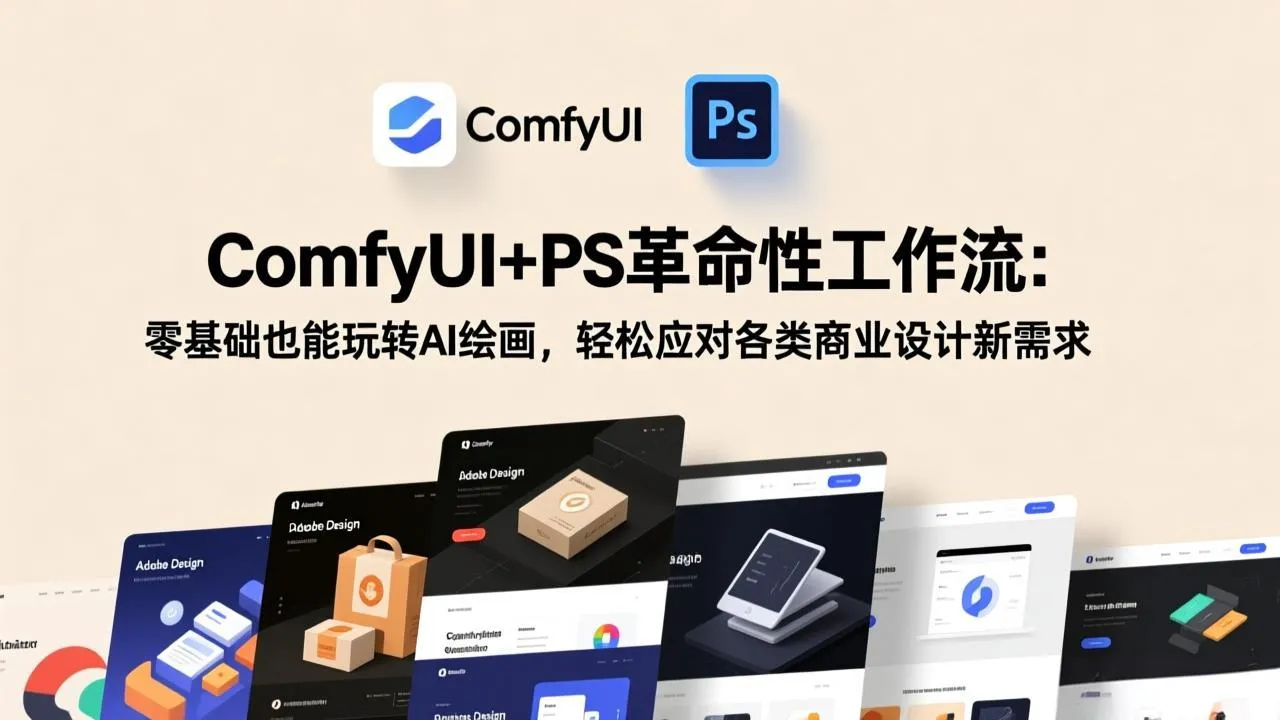 ComfyUI+PS革命性工作流：零基础也能玩转AI绘画，轻松应对各类商业设计新需求_抖汇吧