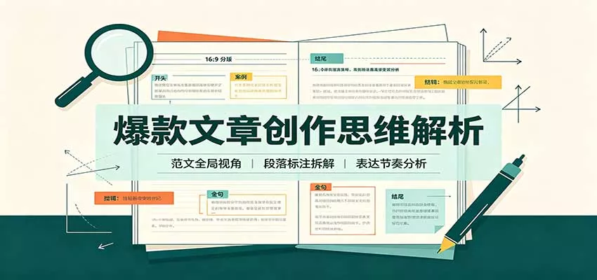 爆款文章创作思维解析：全局视角拆解范文，梳理行文逻辑，搭配真实拆文实操案例_抖汇吧