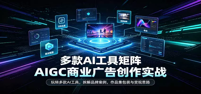 AIGC商业广告创作实战：玩转多款AI工具，拆解品牌案例，作品集包装与变现思路_抖汇吧