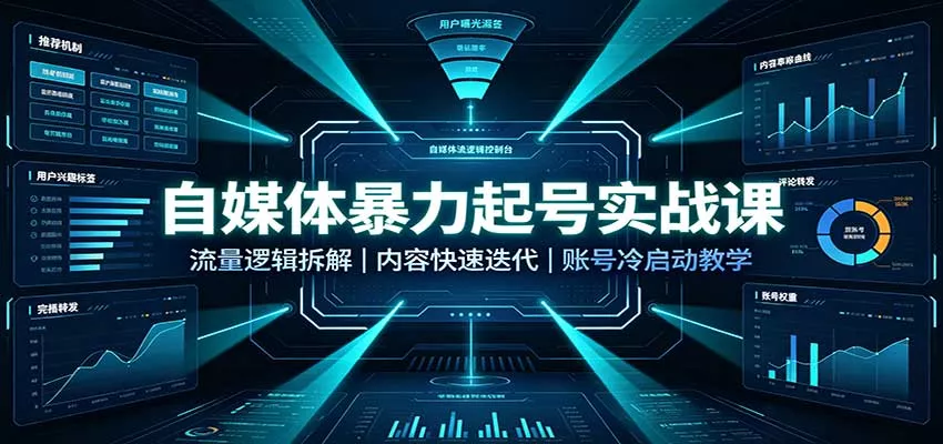 自媒体暴力起号实战课：流量逻辑拆解，内容快速迭代，账号冷启动教学_抖汇吧