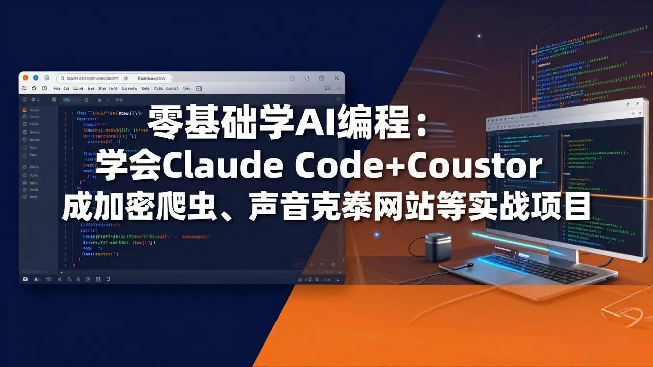 零基础学AI编程：学会Claude Code+Cursor完成加密爬虫、声音克隆网站等实战项目_抖汇吧