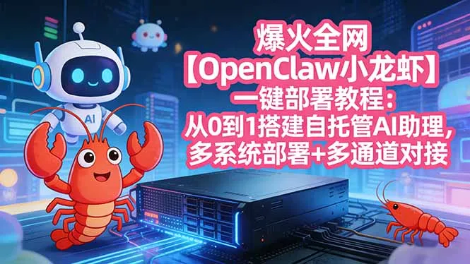 爆火全网【OpenClaw 小龙虾】一键部署教程：从0到1搭建自托管AI助理，多系统部署+多通道对接_抖汇吧