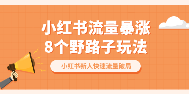 小红书流量-暴涨8个野路子玩法：小红书新人快速流量破局（8节课）_抖汇吧