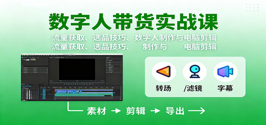 数字人变现实战课:流量获取、选品技巧、数字人制作与电脑剪辑_抖汇吧