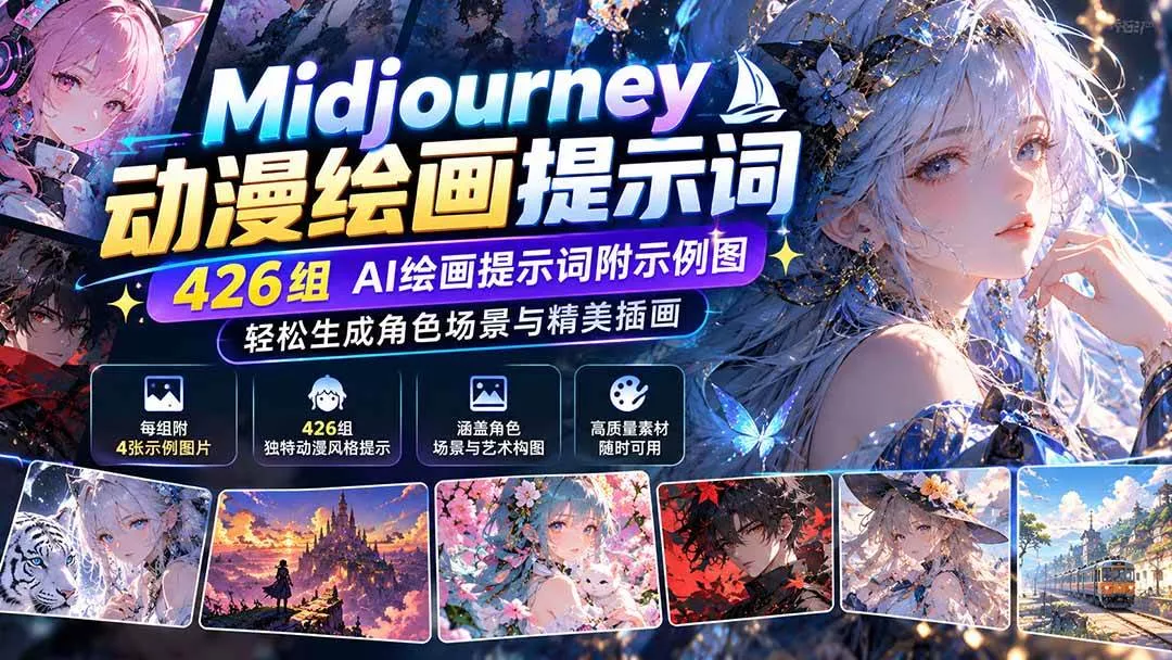 （21239期）Midjourney动漫绘画提示词：426组AI绘画提示词附示例图，轻松生成角色场景与精美插画_抖汇吧