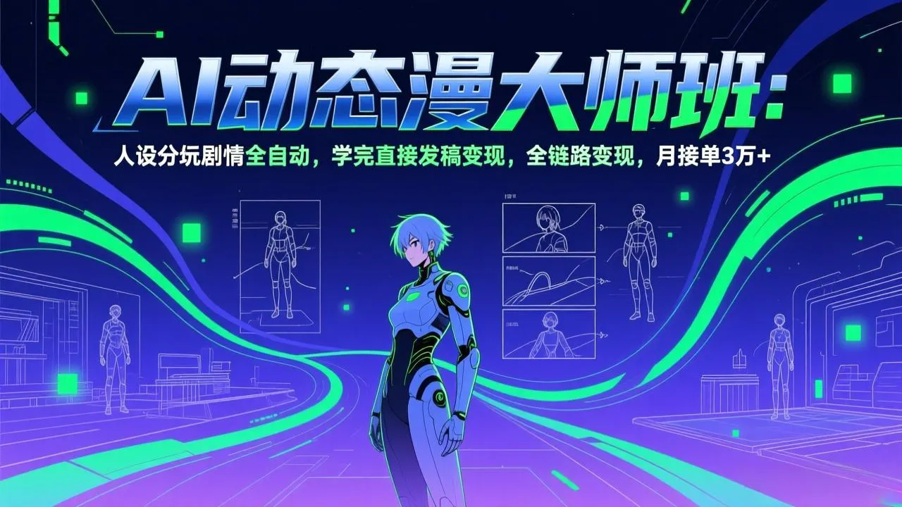 AI动态漫剧大师班:人设分镜剧情全自动,学完直接发稿变现,全链路变现,月接单3万+_抖汇吧