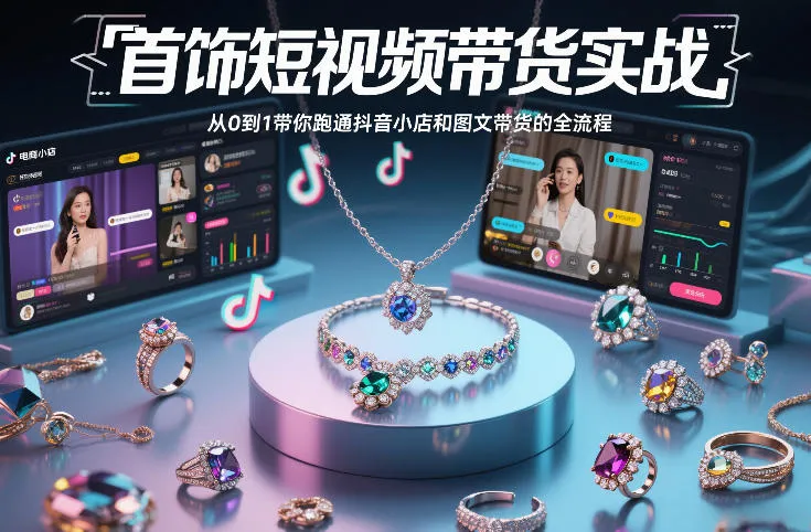 首饰短视频带货实战，从0到1带你跑通抖音小店和图文带货的全流程_抖汇吧