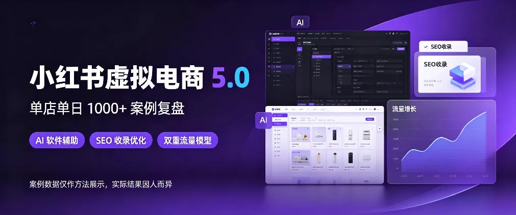 小红书虚拟电商5.0，单店单日1000+，AI软件+SEO收录，双重流量稳定出单【揭秘】_抖汇吧