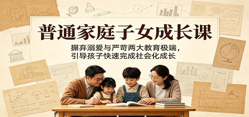 普通家庭子女成长课：摒弃溺爱与严苛两大教育极端，引导孩子快速完成社会化成长_抖汇吧