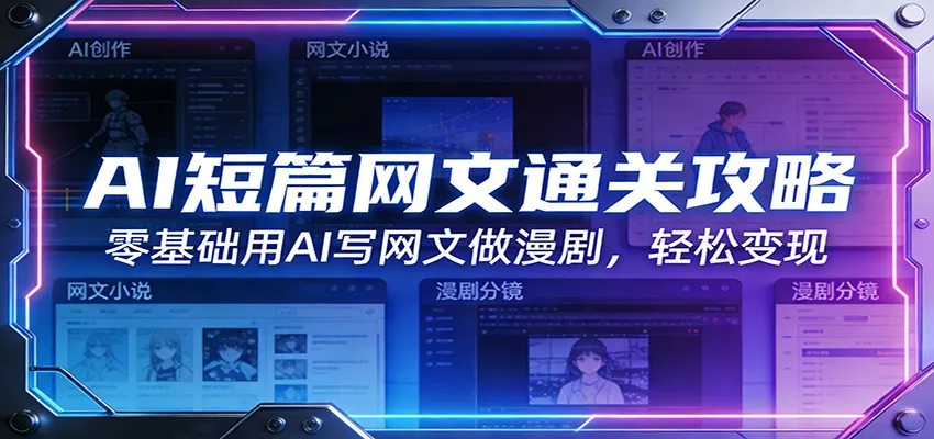 AI短篇网文通关攻略：零基础用AI写网文做漫剧，轻松变现_抖汇吧