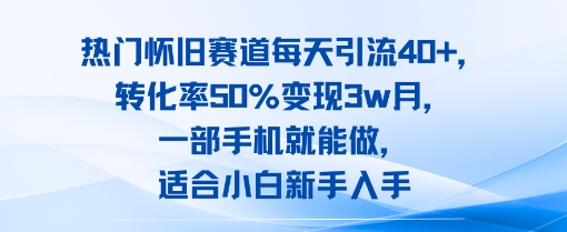 热门怀旧赛道每天引流40+，转化率50%月变现3w，一部手机就能做，适合小白新手入手_抖汇吧