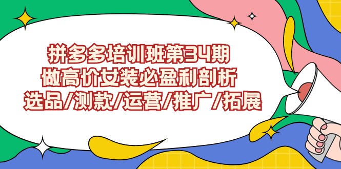 拼多多开店培训班第34期：做高价女装必盈利剖析 选品/测款/运营/推广/拓展_抖汇吧