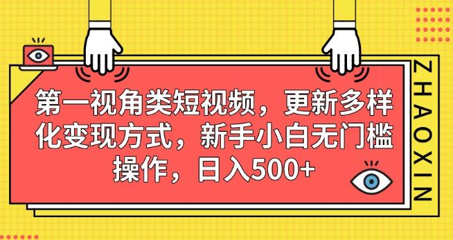 第一视角类短视频，更新多样化变现方式，新手小白无门槛操作，日入500+【揭秘】_抖汇吧