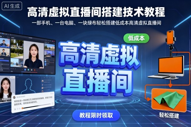 高清虚拟直播间搭建技术教程，一部手机、一台电脑、一块绿布轻松搭建低成本高清虚拟直播间_抖汇吧