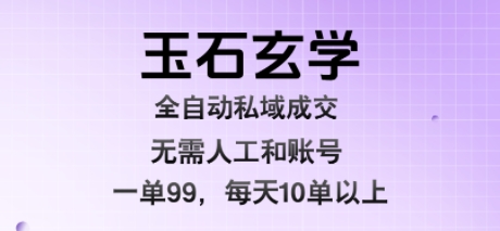 玉石玄学全自动私域成交，一单99每天十单以上，无需人工和矩阵账号，蓝海项目直接干【揭秘】_抖汇吧