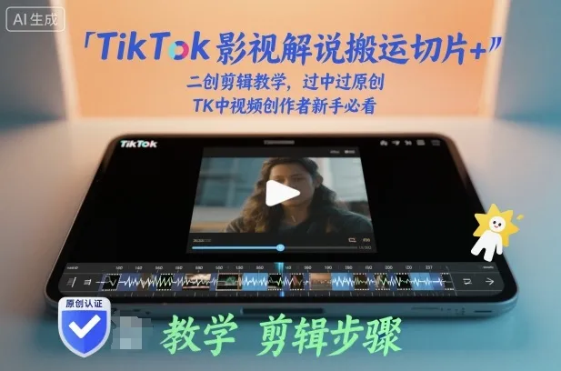 TikTok影视解说搬运切片+二创剪辑教学，过中过原创，TK中视频创作者新手必看_抖汇吧