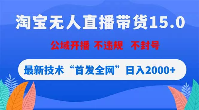 淘宝无人直播带货15.0，不封号，不违规，公域玩法，首发全网日入2000+_抖汇吧