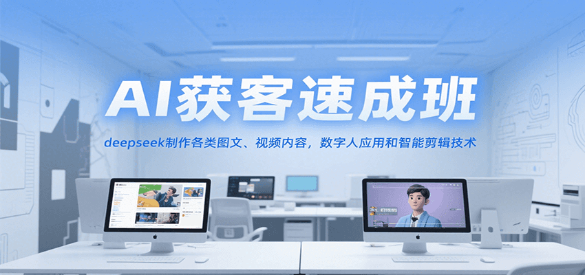 AI获客速成班，deepseek制作各类图文、视频内容，数字人应用和智能剪辑技术_抖汇吧