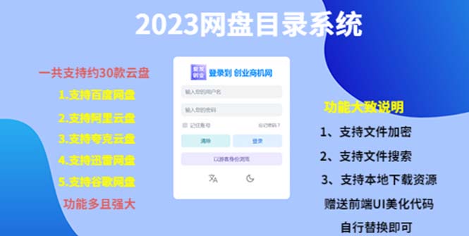 2023网盘目录运营系统，一键安装教学，一共支持约30款云盘_抖汇吧