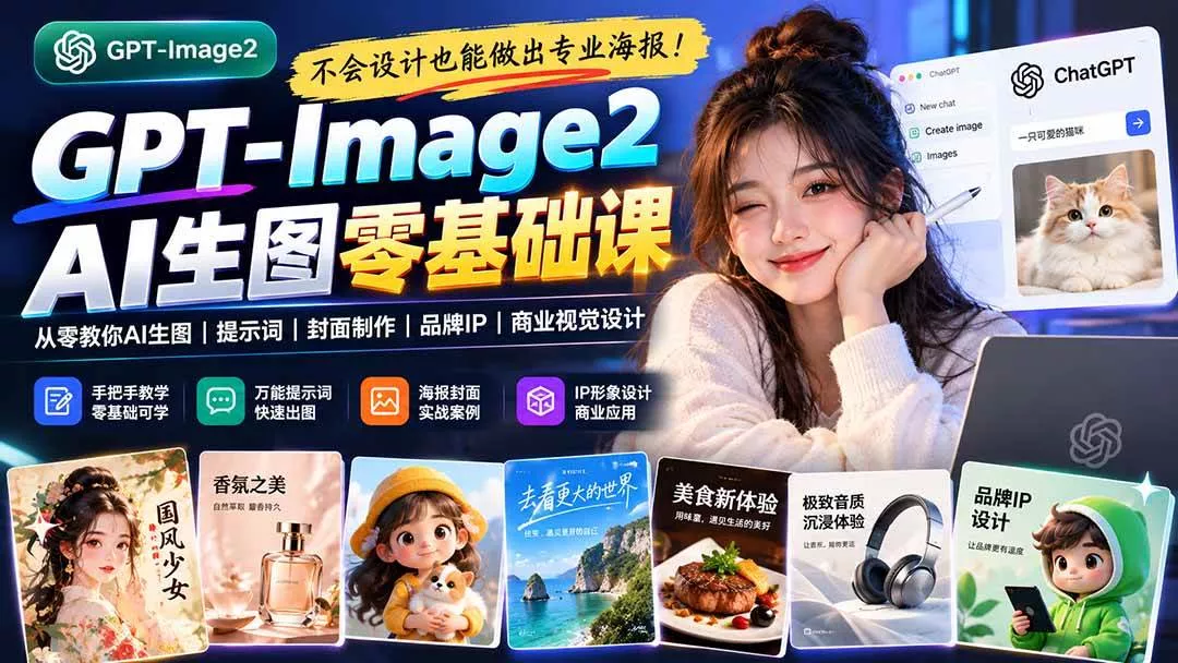 （20944期）不会设计也能做出专业海报！GPT-Image2从零教你AI生图、提示词、封面制作、品牌IP与商业视觉设计_抖汇吧
