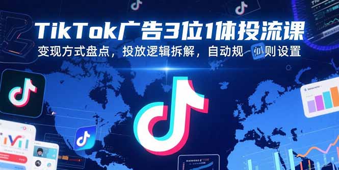 TikTok广告3位1体投流课，变现方式盘点，投放逻辑拆解，自动规则设置_抖汇吧