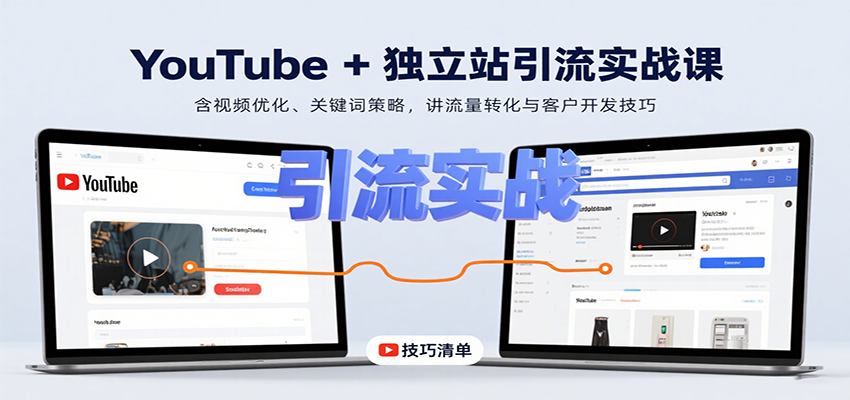 YouTube+独立站引流实战课：含视频优化、关键词策略，讲流量转化与客户开发技巧_抖汇吧