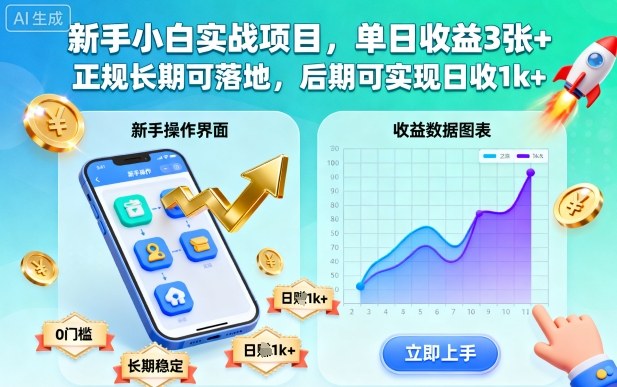 新手小白实战项目，单日收益3张+，正规长期可落地，后期可实现日收1k+【揭秘】_抖汇吧