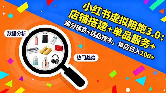 小红书虚拟陪跑3.0：店铺搭建+单品服务+细分铺货+选品技术，单店日入100+_抖汇吧