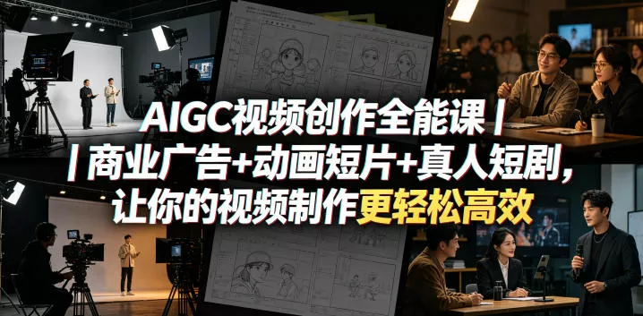 AIGC视频创作全能课｜商业广告+动画短片+真人短剧，让你的视频制作更轻松高效_抖汇吧