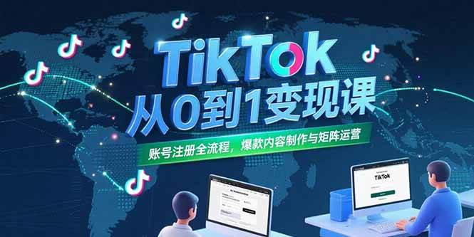 （15346期）TikTok从0到1变现课，账号注册全流程，爆款内容制作与矩阵运营_抖汇吧