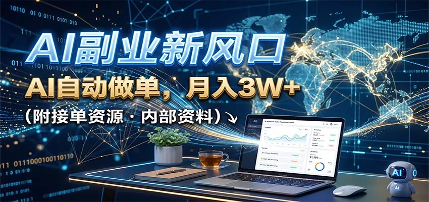 AI副业新风口，AI自动做单，月入3W+，附接单资源_抖汇吧