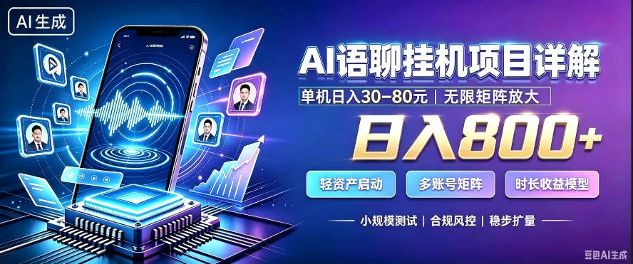 AI聊天挂G项目，日入800+，适用个人副业，支持工作室矩阵操作，放大收益【揭秘】_抖汇吧